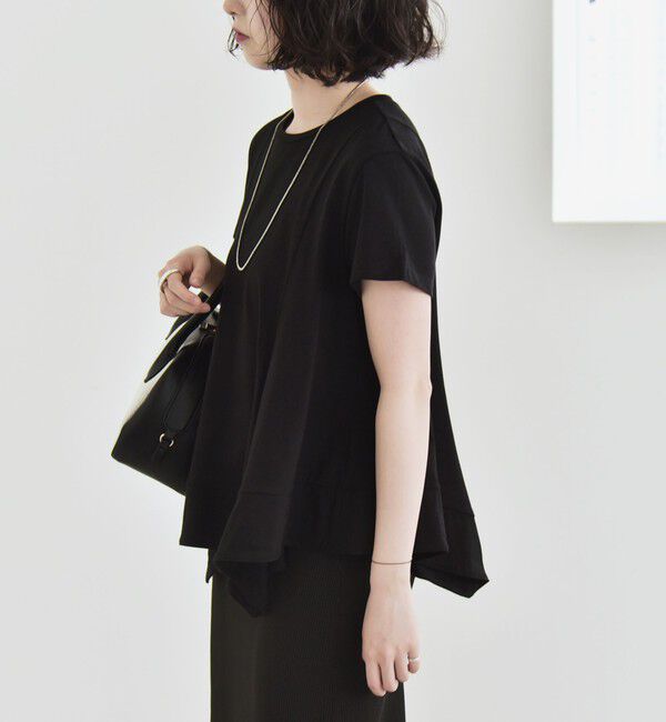 quaranciel「quaranciel:〈手洗い可能〉ハンカチーフヘム フレア クルーネック TEE」|Tシャツ・カットソー|