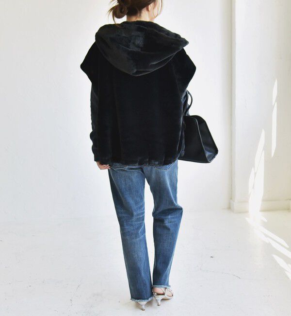 quaranciel「quaranciel: フーディー フェイクファー ドロスト ジップ ショート ベスト」|ダウンベスト・ベスト|