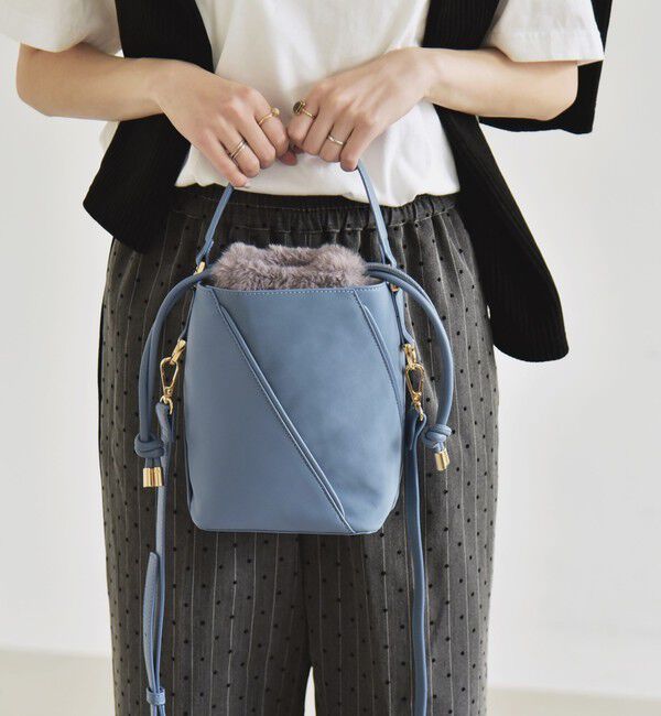 quaranciel「quaranciel: 2way コンビ バケツ ショルダーバッグ &times; フェイクファー 巾着」|ショルダー・メッセンジャー|