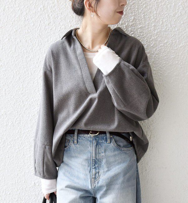 SHIPS any「SHIPS any:〈手洗い可能〉ウォーム スキッパー ドロスト シャツ」|シャツ・ブラウス|