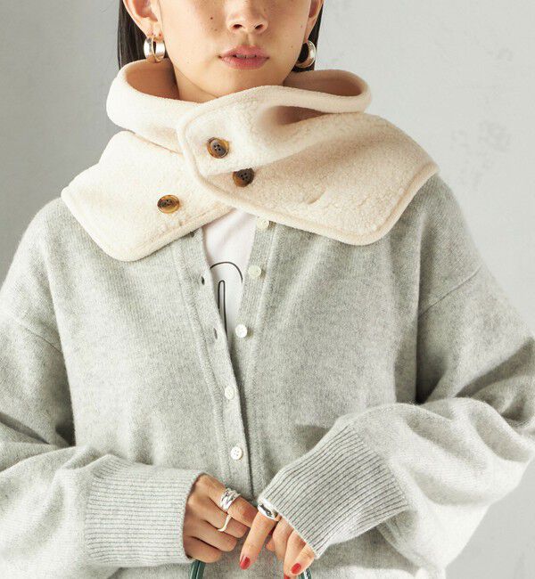 SHIPS for women「〈手洗い可能〉ボア フリース リバーシブル ネックウォーマー」|スヌード|オフホワイト