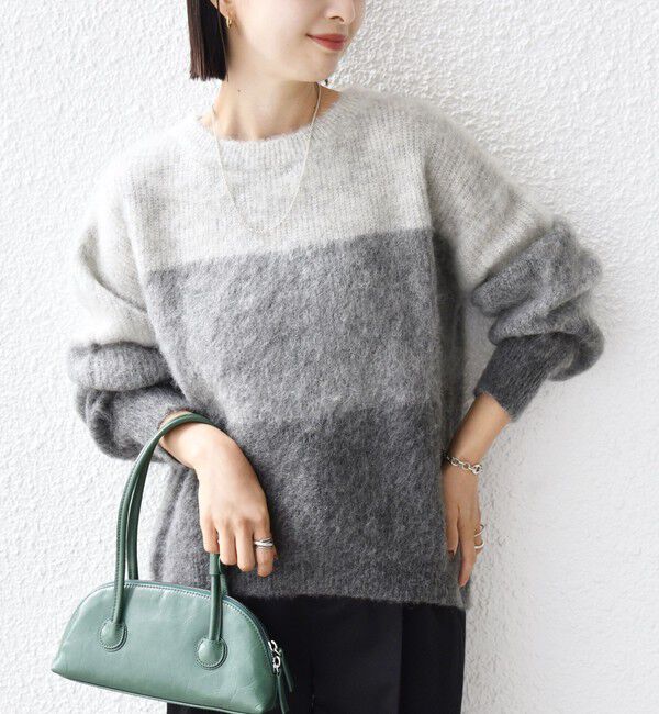 SHIPS for women「【WEB限定】〈手洗い可能〉モヘヤ混 グラデーション ニット プルオーバー」|ニット・セーター|グレー