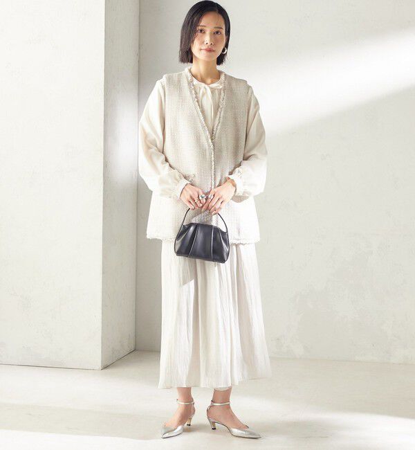 SHIPS for women「トライスピン 杢 ツイード カラーレス ジレ（セレモニー対応可）」|ベスト・ジレ|