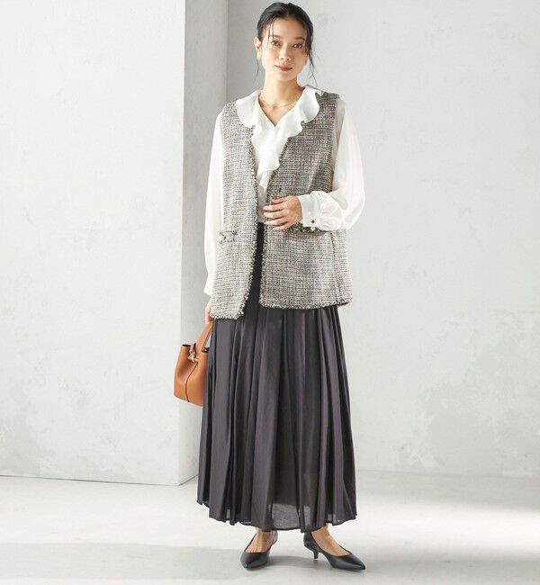 SHIPS for women「トライスピン 杢 ツイード カラーレス ジレ（セレモニー対応可）」|ベスト・ジレ|
