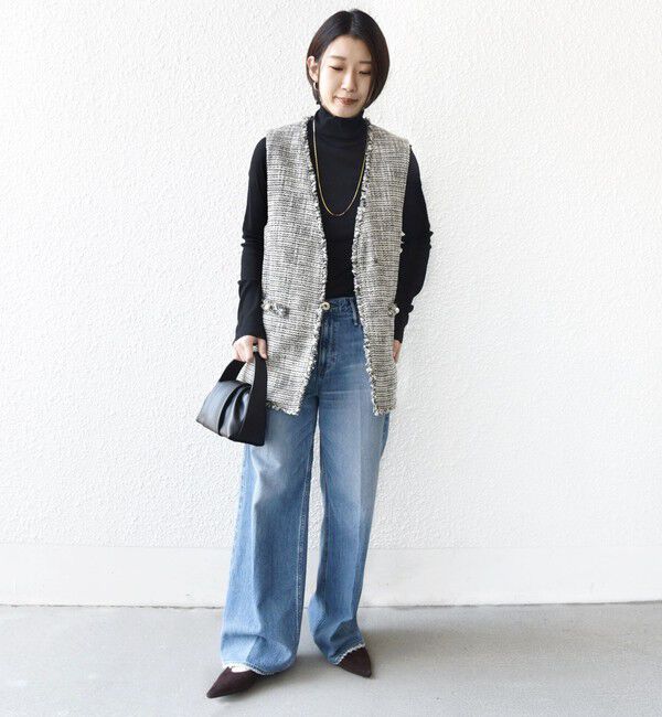 SHIPS for women「トライスピン 杢 ツイード カラーレス ジレ（セレモニー対応可）」|ベスト・ジレ|