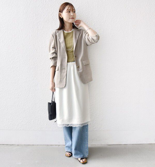 SHIPS for women「〈洗濯機可能〉ダル サテン 裾 レース スカート」|スカート|