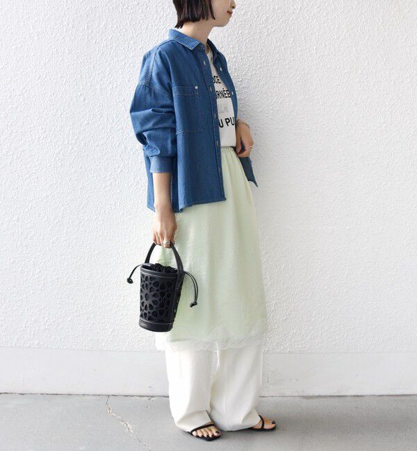 SHIPS for women「〈洗濯機可能〉ダル サテン 裾 レース スカート」|スカート|