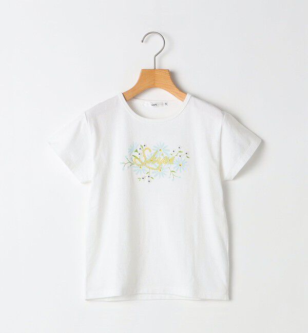 SHIPS KIDS「SHIPS KIDS:80～90cm / ガーリー エンブロイダリー ロゴ Tシャツ」|Tシャツ・カットソー|オフホワイト