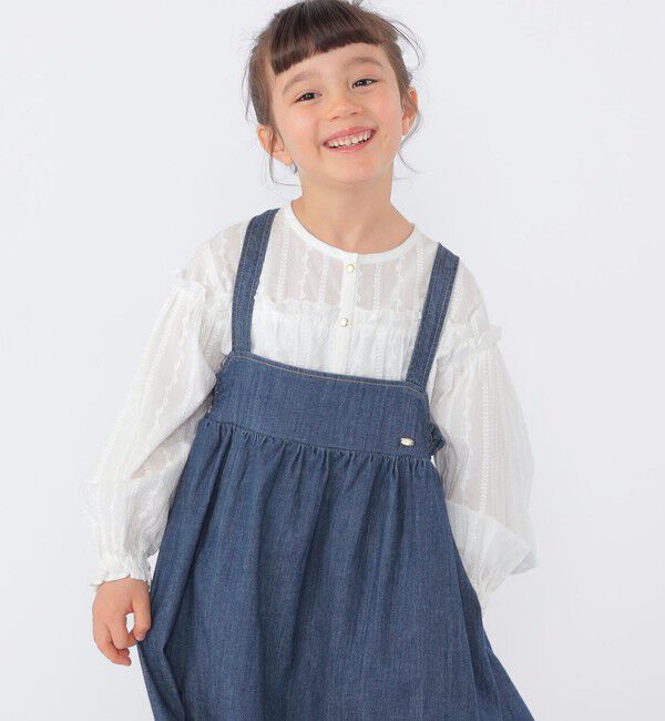 SHIPS KIDS「SHIPS KIDS:100～130cm / ギャザーフリル 刺繍 ブラウス」|シャツ・ブラウス|