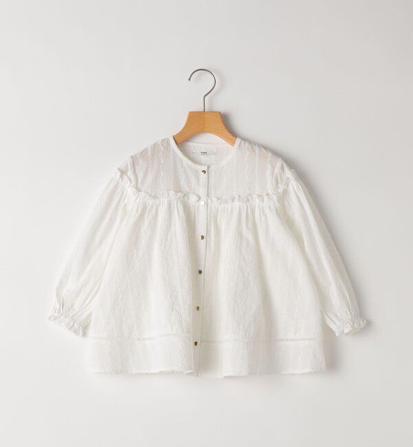 SHIPS KIDS「SHIPS KIDS:100～130cm / ギャザーフリル 刺繍 ブラウス」|シャツ・ブラウス|