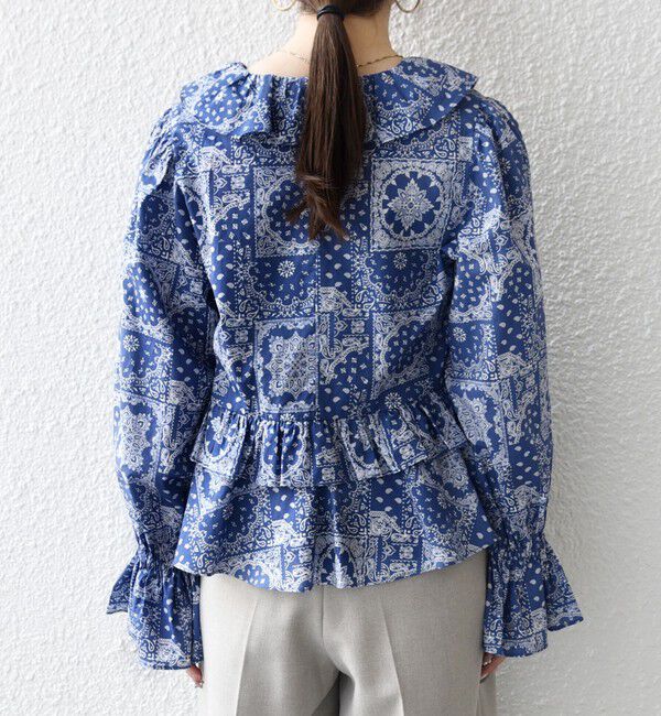 SHIPS any「SHIPS any:〈洗濯機可能〉バンダナ プリント カシュクール フリル ブラウス」|シャツ・ブラウス|