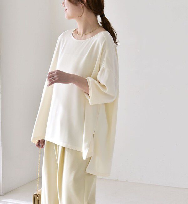 quaranciel「quaranciel:〈洗濯機可能〉ジョーゼット ニュアンス  T-ブラウス」|シャツ・ブラウス|