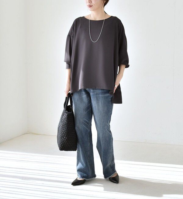 quaranciel「quaranciel:〈洗濯機可能〉ジョーゼット ニュアンス  T-ブラウス」|シャツ・ブラウス|