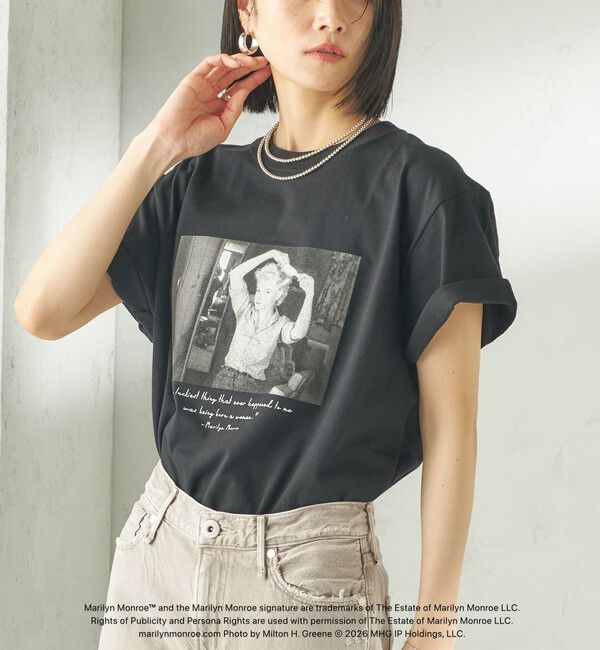 SHIPS for women「《追加予約》【SHIPS別注】Marilyn Monroe / フォト TEE」|Tシャツ・カットソー|ブラック