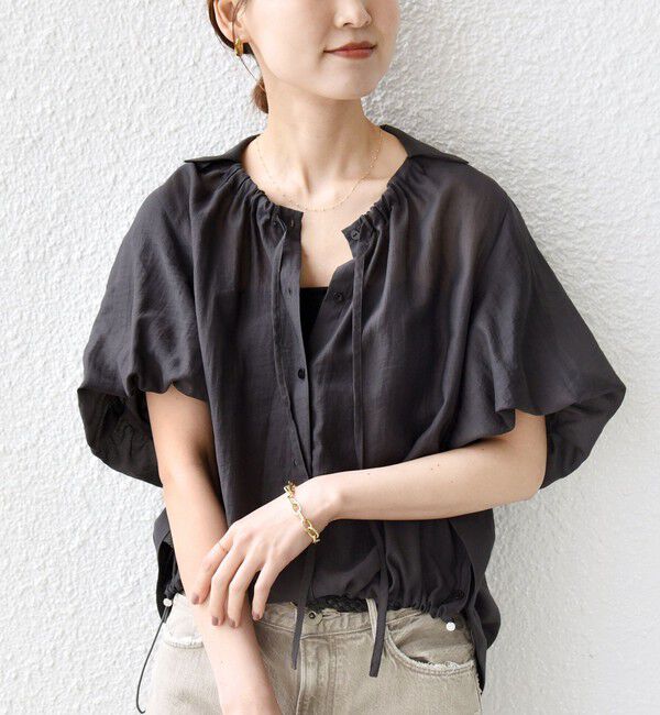 SHIPS for women「《予約》【WEB限定】〈手洗い可能〉バルーン スリーブ 裾 ドロスト ブラウス」|シャツ・ブラウス|