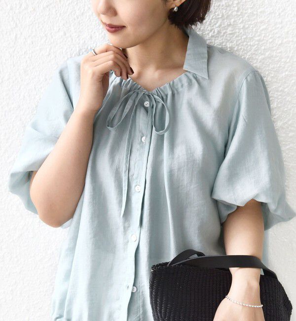 SHIPS for women「《予約》【WEB限定】〈手洗い可能〉バルーン スリーブ 裾 ドロスト ブラウス」|シャツ・ブラウス|