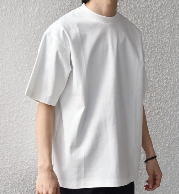 SHIPS any「SHIPS any:〈接触冷感/遮熱/UVカット〉COOL TOUCH スムース デザイン リブ セミ モックネック Tシャツ◆」|Tシャツ・カットソー|