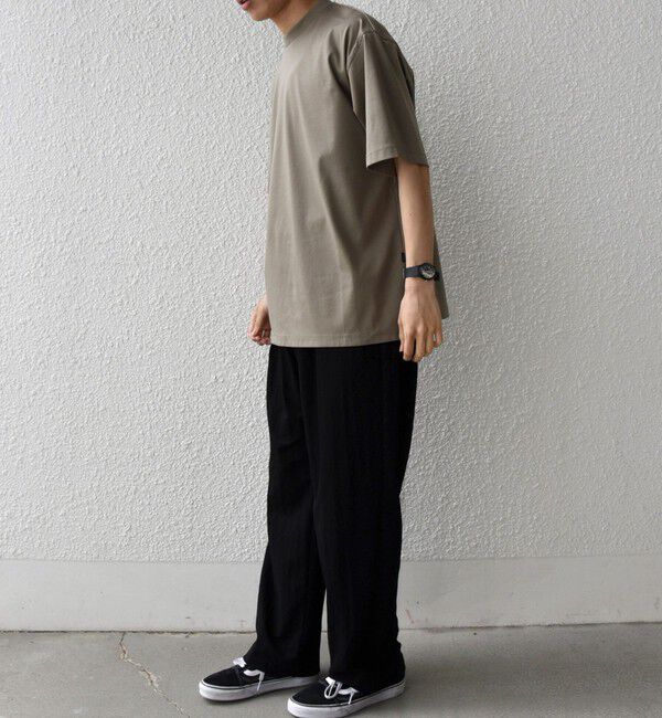 SHIPS any「SHIPS any:〈接触冷感/遮熱/UVカット〉COOL TOUCH スムース デザイン リブ セミ モックネック Tシャツ◆」|Tシャツ・カットソー|