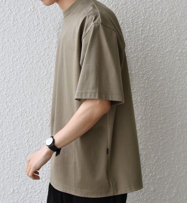 SHIPS any「SHIPS any:〈接触冷感/遮熱/UVカット〉COOL TOUCH スムース デザイン リブ セミ モックネック Tシャツ◆」|Tシャツ・カットソー|