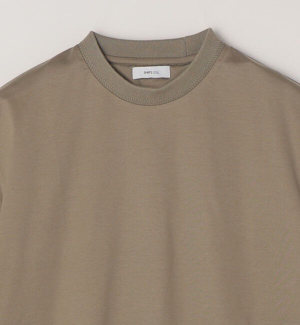 SHIPS any「SHIPS any:〈接触冷感/遮熱/UVカット〉COOL TOUCH スムース デザイン リブ セミ モックネック Tシャツ◆」|Tシャツ・カットソー|