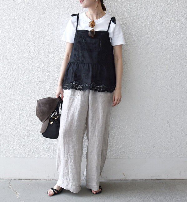 SHIPS any「《予約》SHIPS any:〈手洗い可能〉コットン レース ヘム キャミソール」|シャツ・ブラウス|