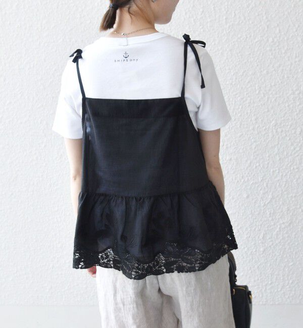 SHIPS any「《予約》SHIPS any:〈手洗い可能〉コットン レース ヘム キャミソール」|シャツ・ブラウス|