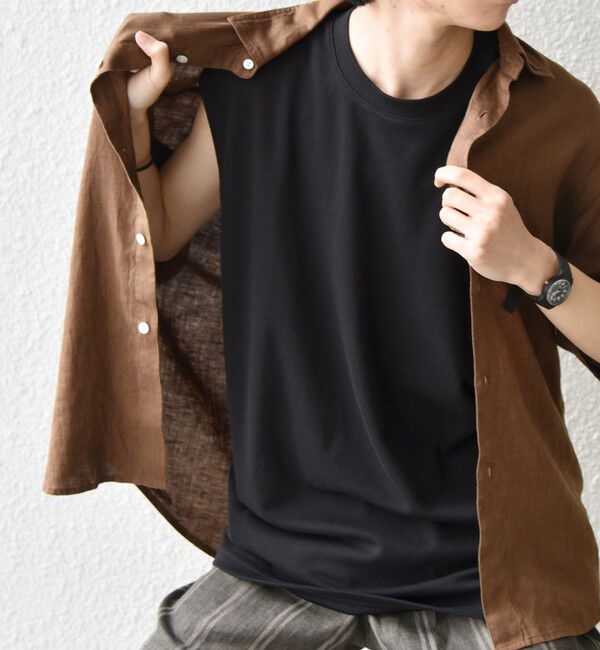 SHIPS any「【WEB限定】SHIPS any:〈接触冷感〉COOL TOUCH スムース リラックス ノースリーブ Tシャツ 26SS◆」|Tシャツ・カットソー|ブラック