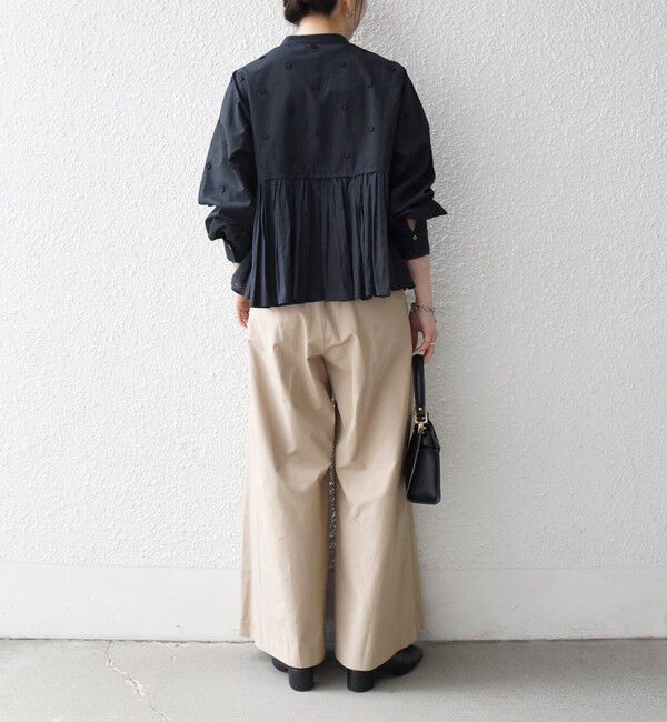 SHIPS any「《予約》【WEB限定】SHIPS any:〈洗濯機可能〉フラワー モチーフ ペプラム ギャザー シャツ ブラウス」|シャツ・ブラウス|