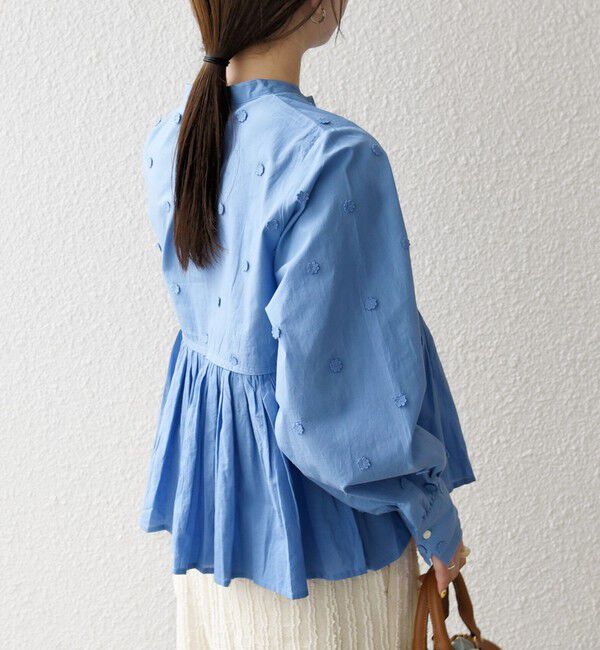 SHIPS any「《予約》【WEB限定】SHIPS any:〈洗濯機可能〉フラワー モチーフ ペプラム ギャザー シャツ ブラウス」|シャツ・ブラウス|