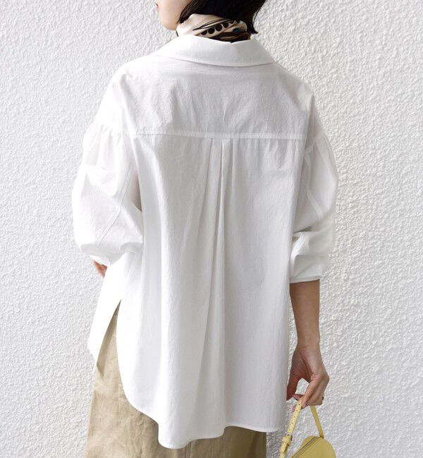 SHIPS for women「〈手洗い可能〉無地 / ストライプ サイド スリット スキッパー コットン シャツ 2」|シャツ・ブラウス|