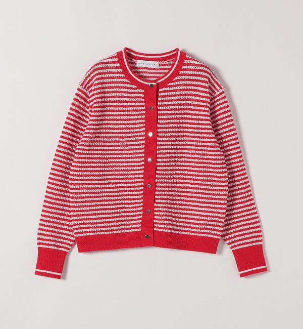 quaranciel「《予約》quaranciel: ボーダー クルーネック メタルボタン ニット カーディガン」|カーディガン|