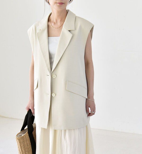 quaranciel「《予約》quaranciel: リネン ミックス テーラード オーバー ジレ」|ベスト・ジレ|