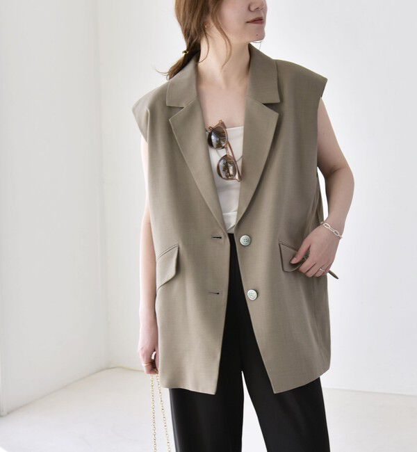 quaranciel「《予約》quaranciel: リネン ミックス テーラード オーバー ジレ」|ベスト・ジレ|