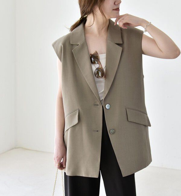 quaranciel「《予約》quaranciel: リネン ミックス テーラード オーバー ジレ」|ベスト・ジレ|