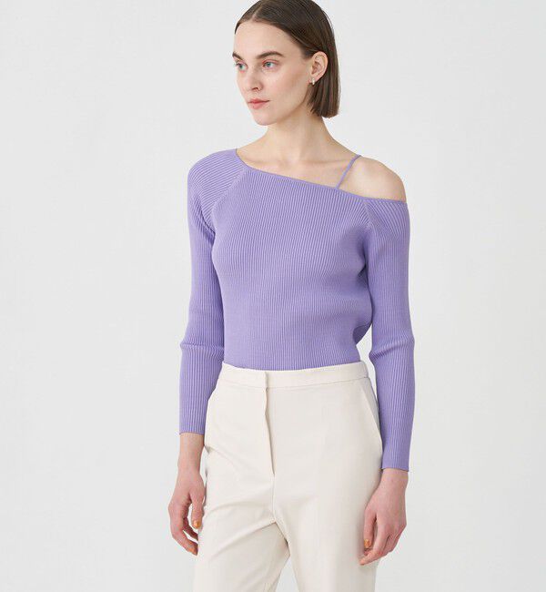 Ballsey「ハイストレッチリブ ワンショルダープルオーバー」|ニット・セーター|