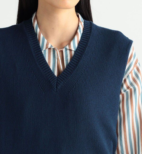 BACCA「カラーコットン Vネックニットプルオーバー」|ニット・セーター|