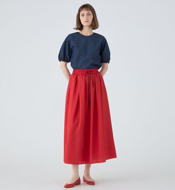 MACPHEE「【WEB限定】リアクティブデニム パフスリーブブラウス」|シャツ・ブラウス|