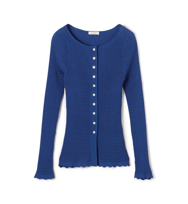 DES PRES「コットンアセテートリブ ボートネックカーディガン」|カーディガン|65 ブルー