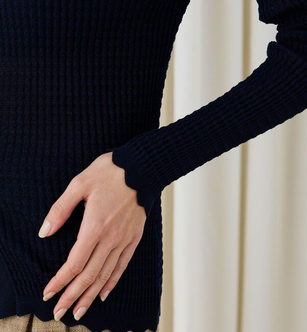 DES PRES「コットンアセテートリブ ボートネックカーディガン」|カーディガン|