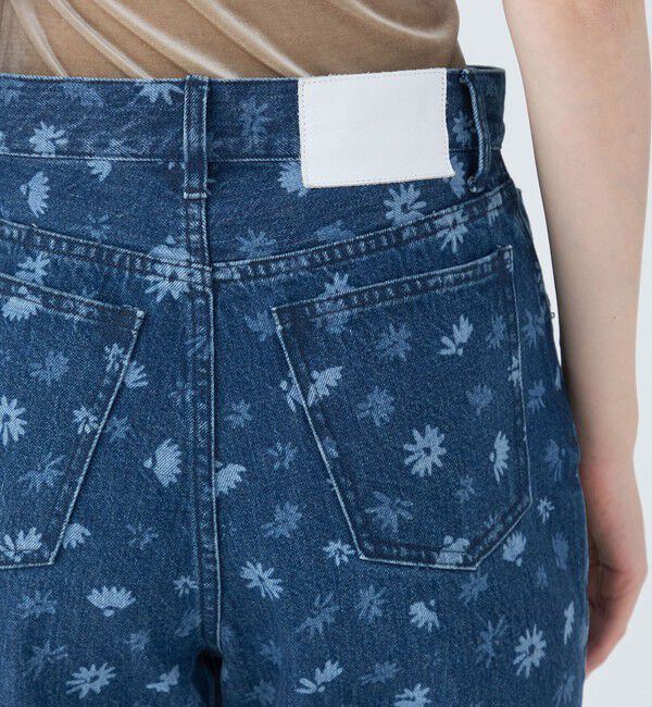 MACPHEE「フラワーレーザー プリントデニム フレアパンツ」|デニム|