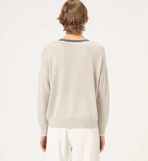 GALERIE VIE「リネンコットンスパンコール Vネックプルオーバー」|ニット・セーター|