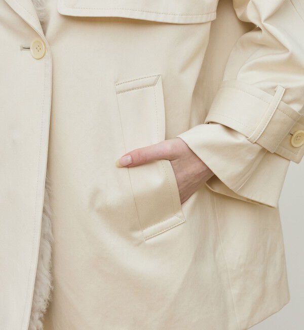 DES PRES「コットンサテン ムートンカラーコート」|トレンチコート|
