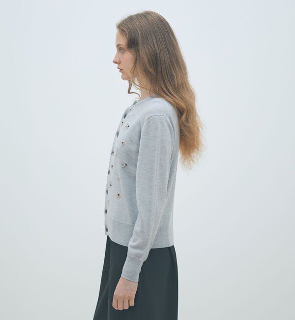 MACPHEE「ウールビジュー クルーネックカーディガン」|カーディガン|