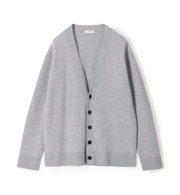 Edition「スラブ縮絨 Vネックカーディガン」|カーディガン|16 ライトグレー