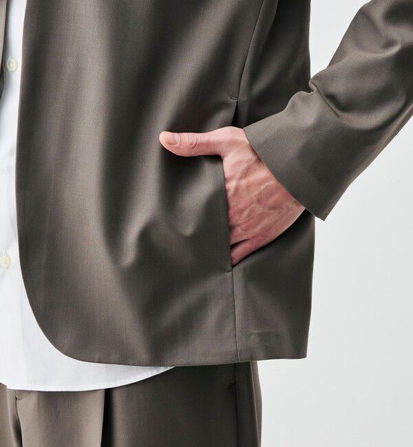 Edition「Super120's ウォッシャブルウール ノーカラージャケット」|ノーカラージャケット|