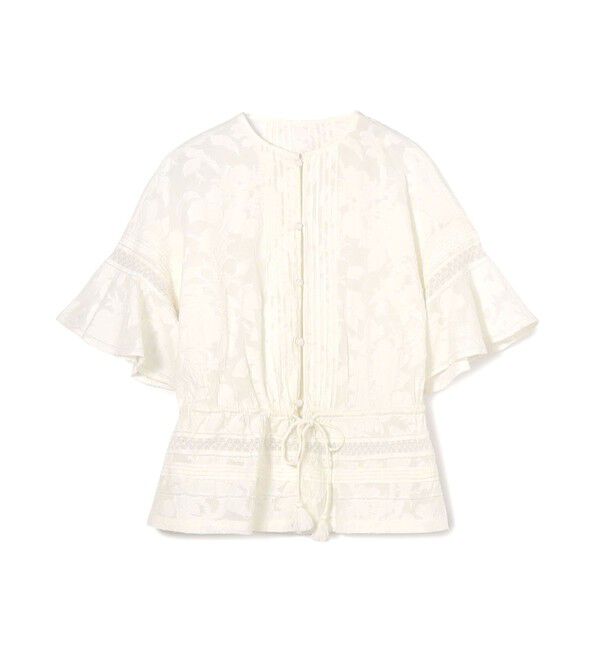 SOULEIADO「コットンナイロンカットジャカード フレアスリーブブラウス」|シャツ・ブラウス|11 ホワイト