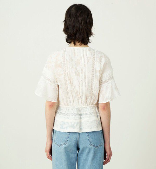 SOULEIADO「コットンナイロンカットジャカード フレアスリーブブラウス」|シャツ・ブラウス|