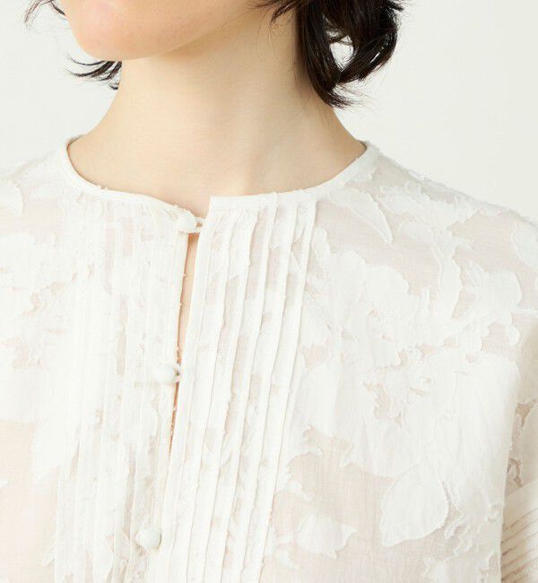 SOULEIADO「コットンナイロンカットジャカード フレアスリーブブラウス」|シャツ・ブラウス|