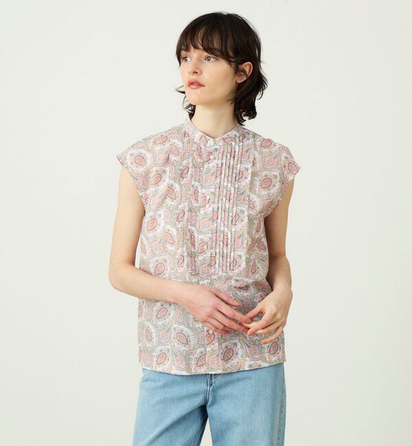 SOULEIADO「コットンシルクプリント ピンタックブラウス」|シャツ・ブラウス|