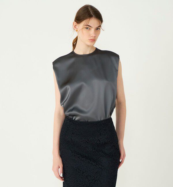 Ballsey「ノーブルサテン ノースリーブブラウス」|シャツ・ブラウス|